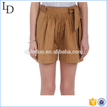 Stretch-Cotton Belted women shorts wholesale casual boy style shorts